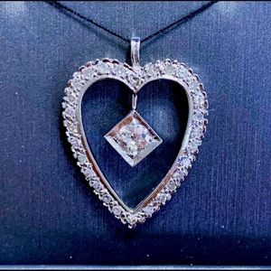 Antique Diamond and White Gold Heart Pendant